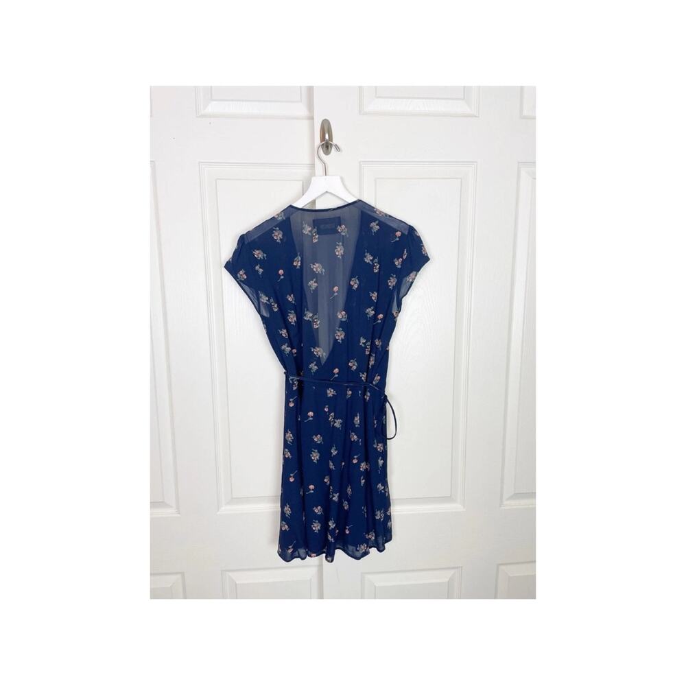 Reformation Oyster Navy Floral Wrap Mini Dress Sz M - Picture 6 of 9